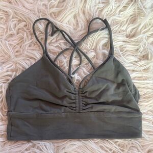 Lululemon Strappy Longline Sports Bra Olive Green Size 6